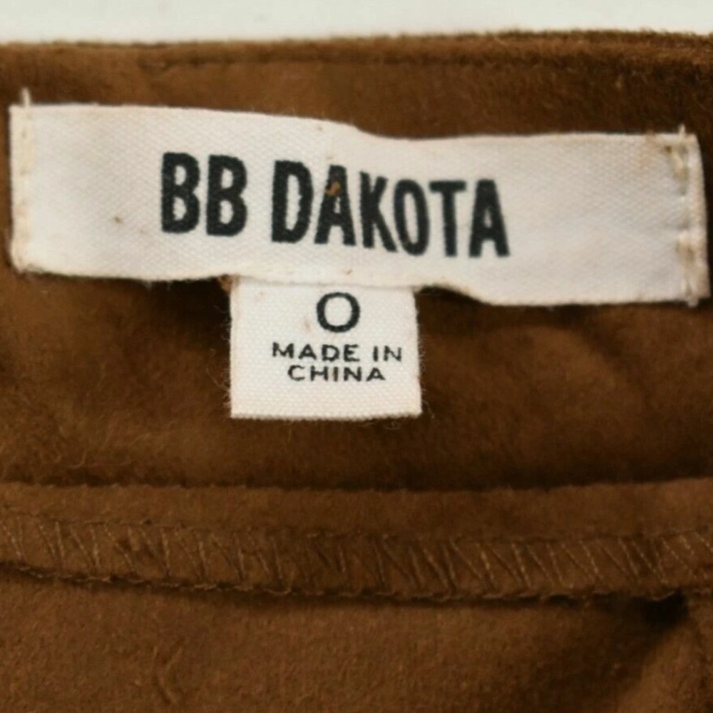 BB Dakota Faux Suede Fringe Mini Skirt Western Boho Festival Brown Size 0 - Picture 3 of 4